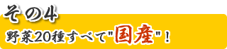 野菜20種すべて「国産」
